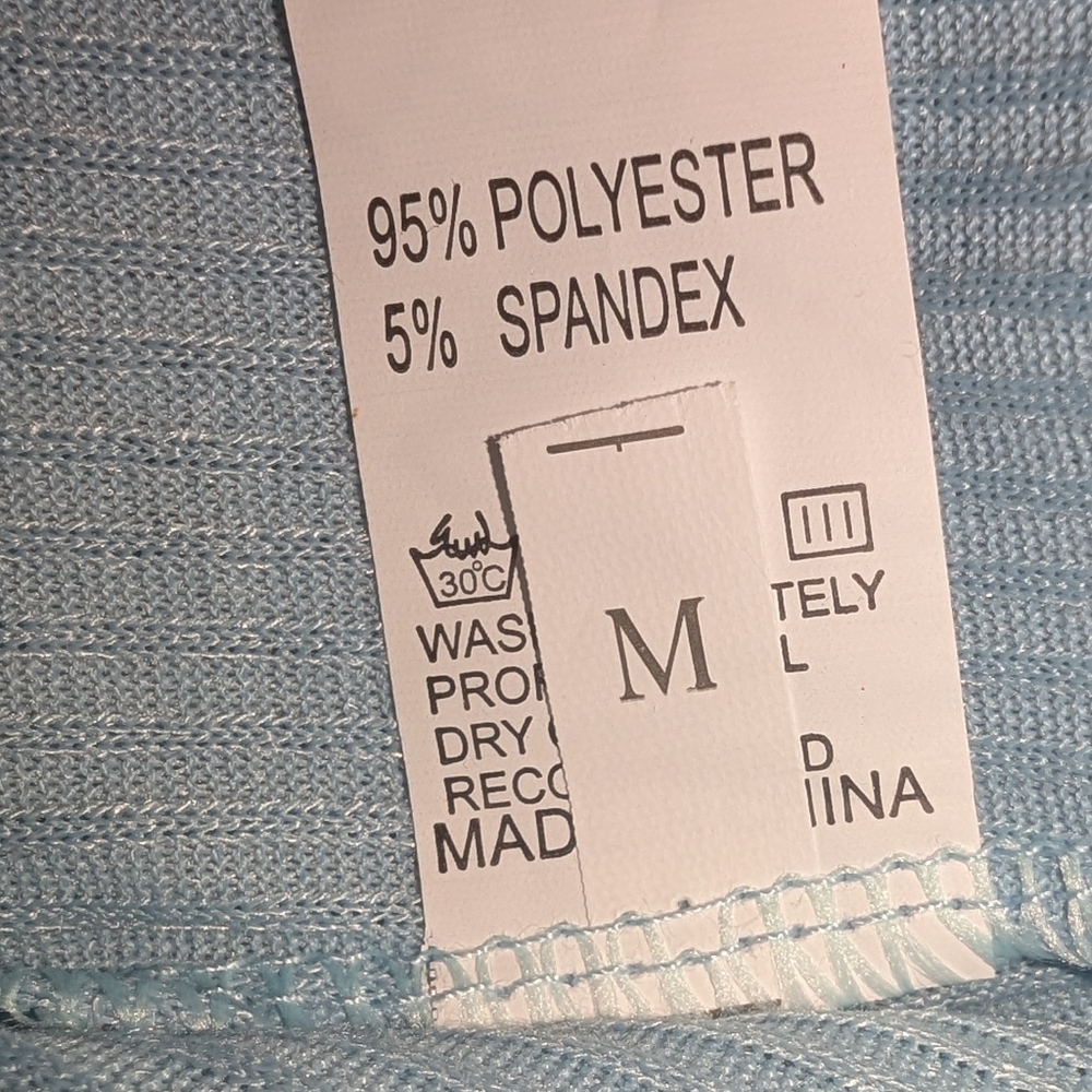 Light Blue Ribbed Tie-Front Top - Picture 6 of 7